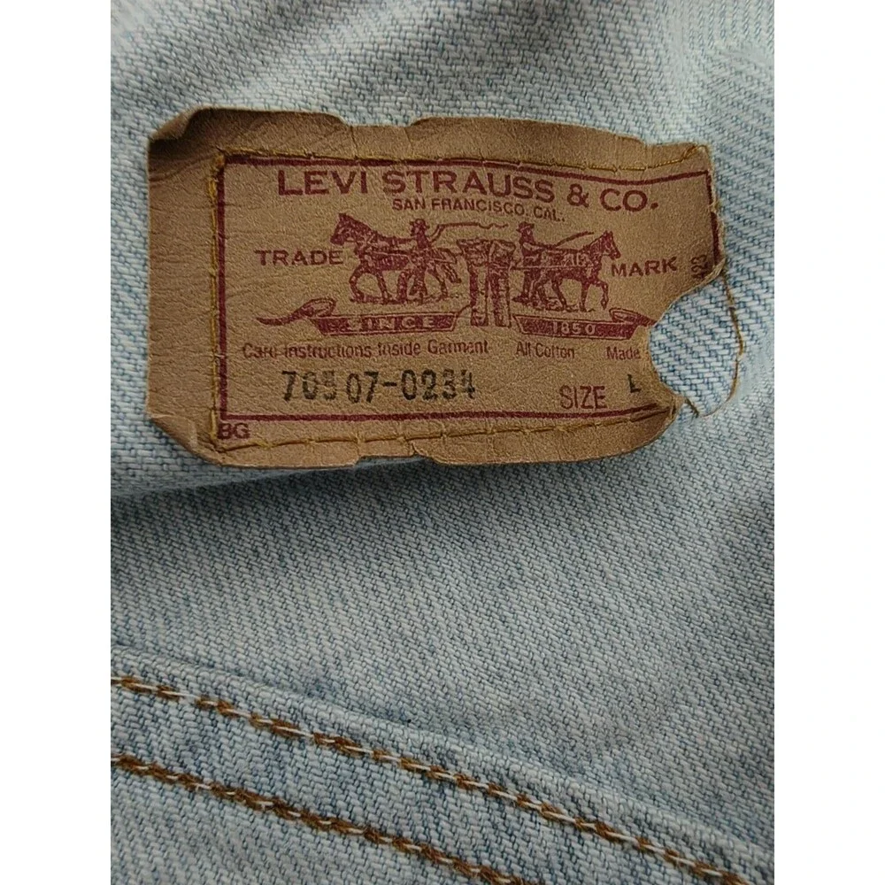 Vintage 1988 LEVI'S 70507 0234 Jean Jacket Size L USA Trucker Denim Light Blue